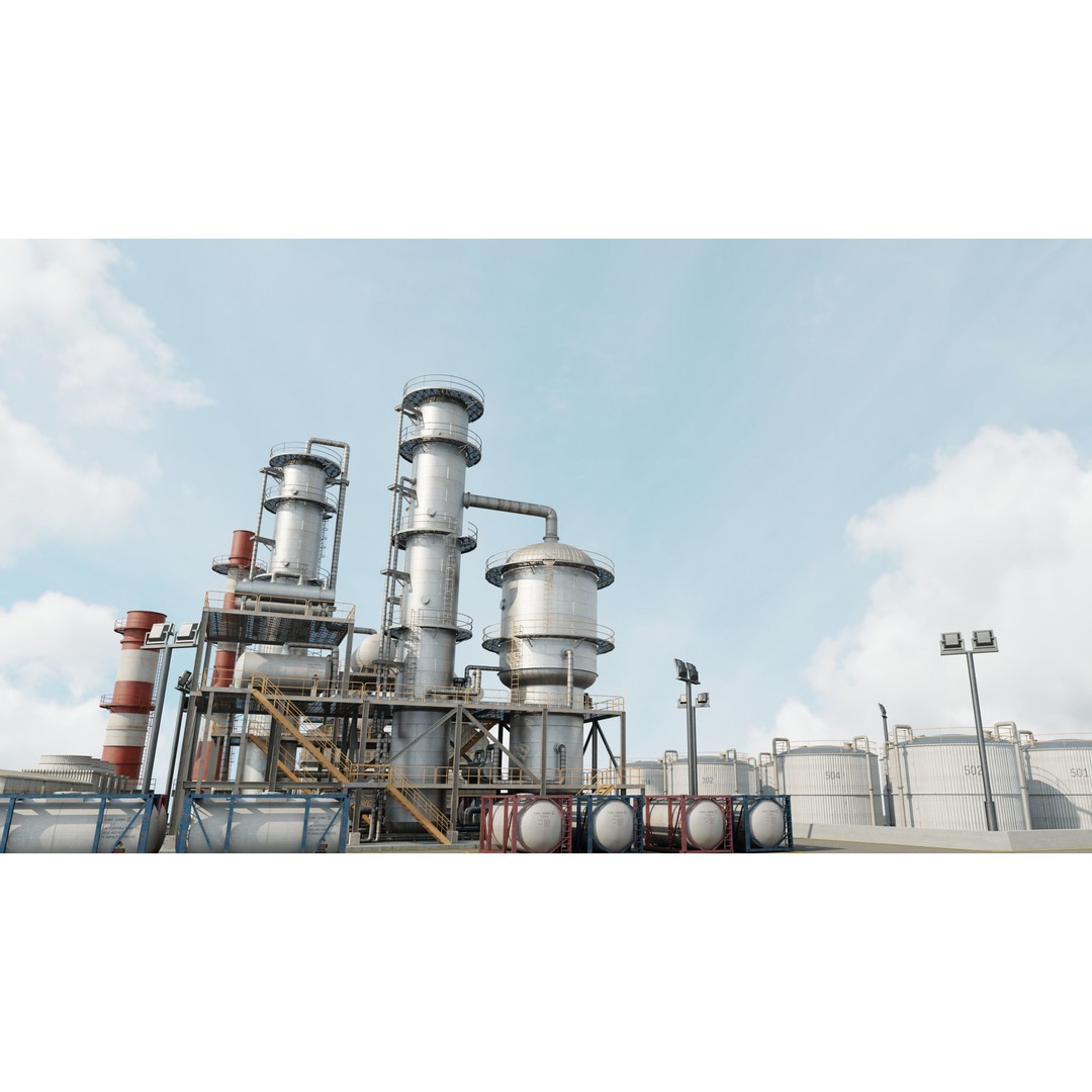 Refinery Unit 3D Model – Detailed Industrial Scene with PBR Textures - View 8