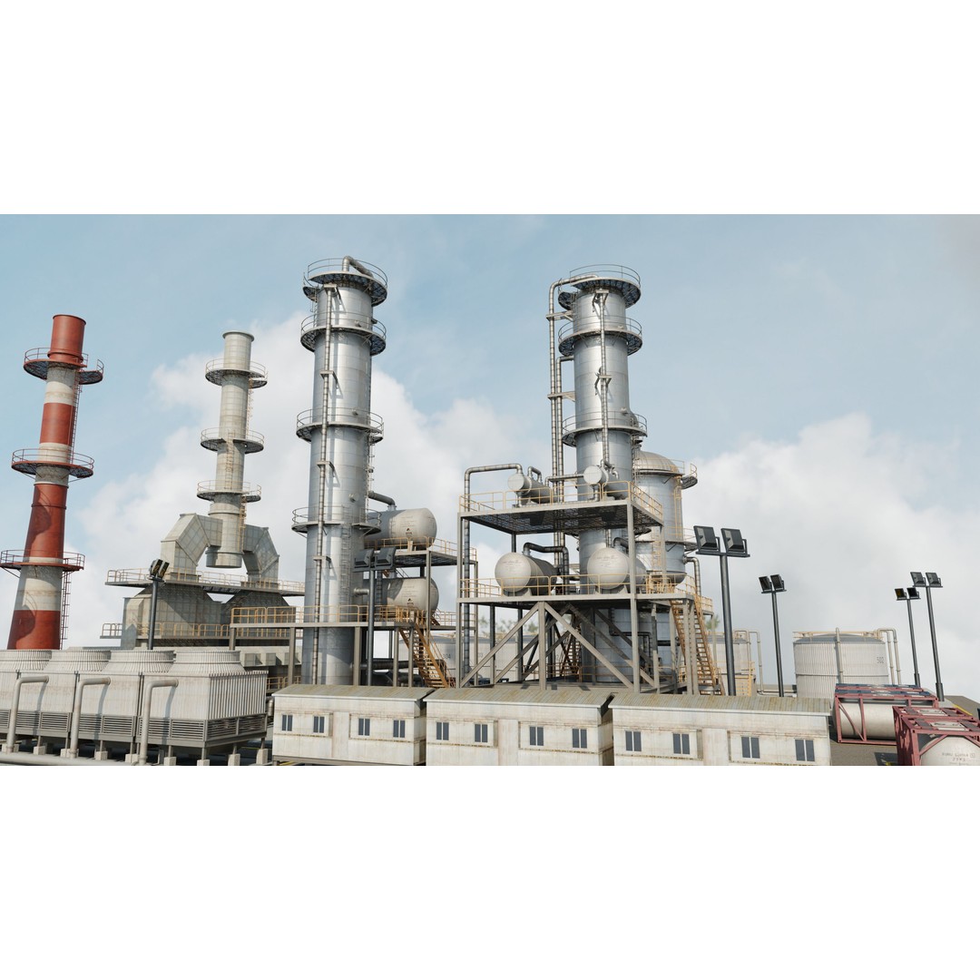Refinery Unit 3D Model – Detailed Industrial Scene with PBR Textures - View 9