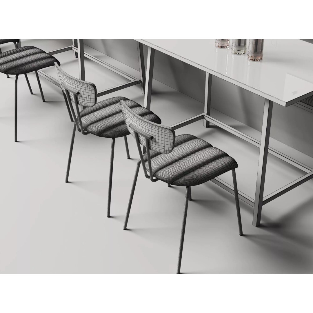 Industrial Cafe Dining Area 3D Model – Modern Coffee Shop Scene, FBX, OBJ - View 13