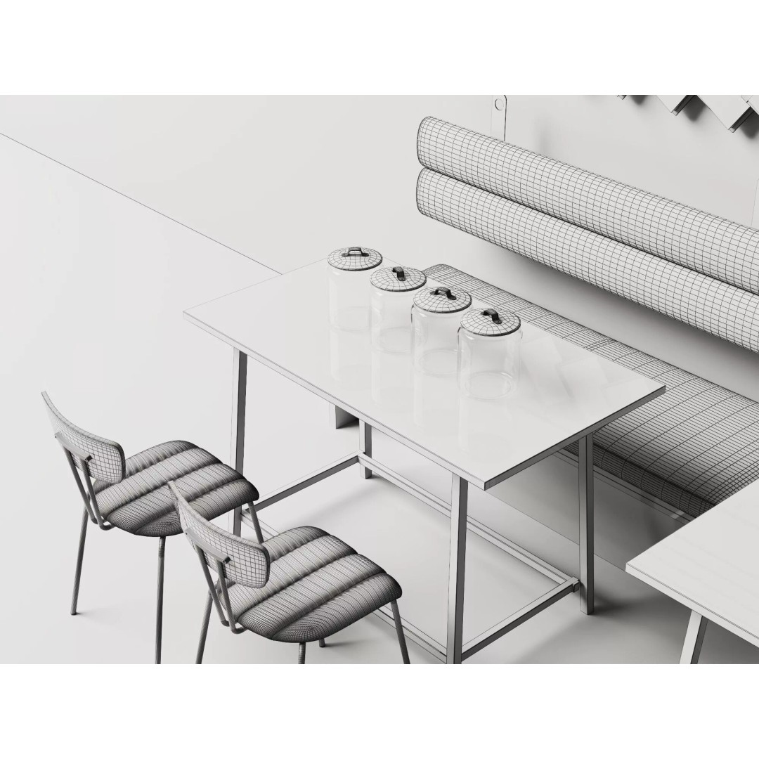 Industrial Cafe Dining Area 3D Model – Modern Coffee Shop Scene, FBX, OBJ - View 16