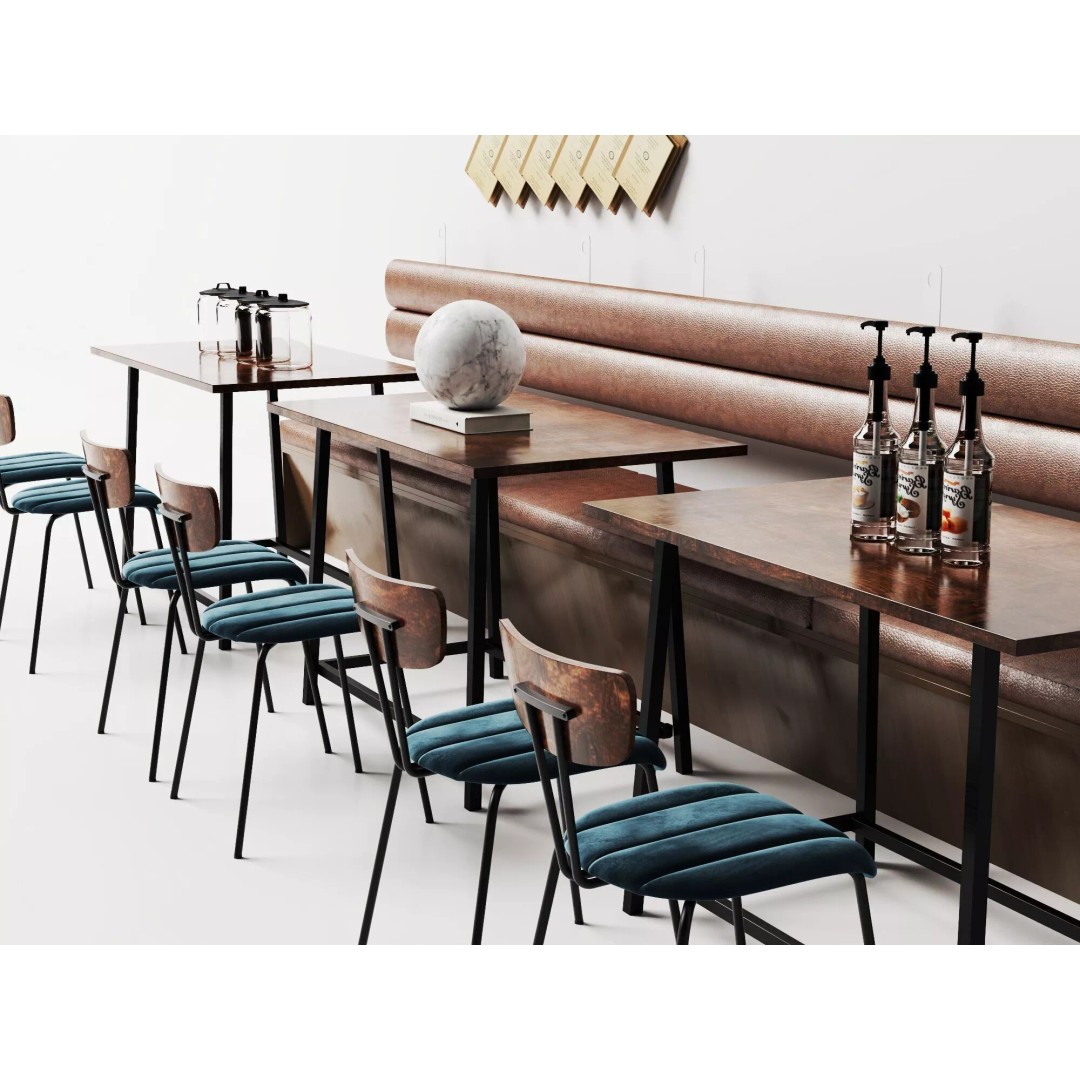 Industrial Cafe Dining Area 3D Model – Modern Coffee Shop Scene, FBX, OBJ - View 5
