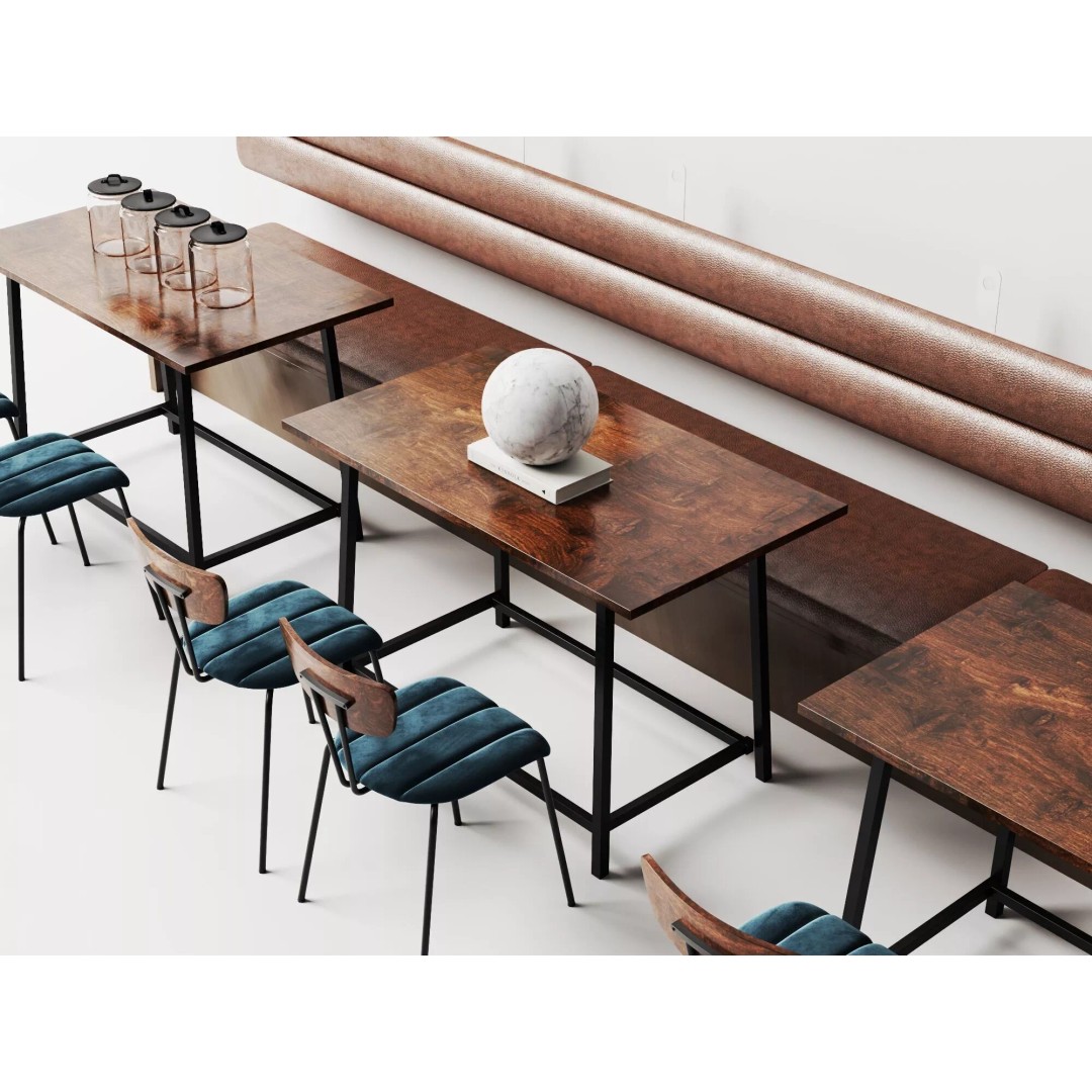 Industrial Cafe Dining Area 3D Model – Modern Coffee Shop Scene, FBX, OBJ - View 6