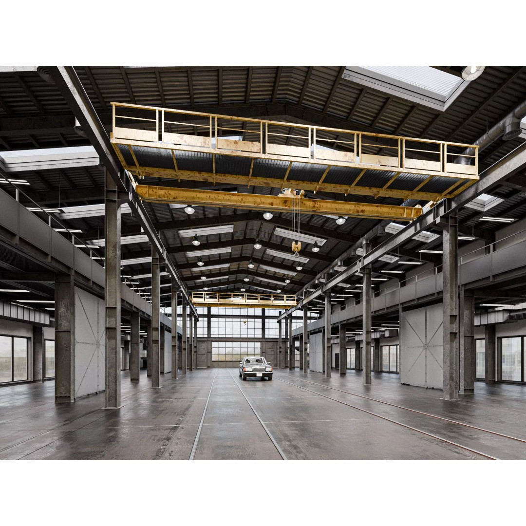 Industrial Hangar Building 3D Model – Low Poly PBR Asset, Blender, FBX - View 4