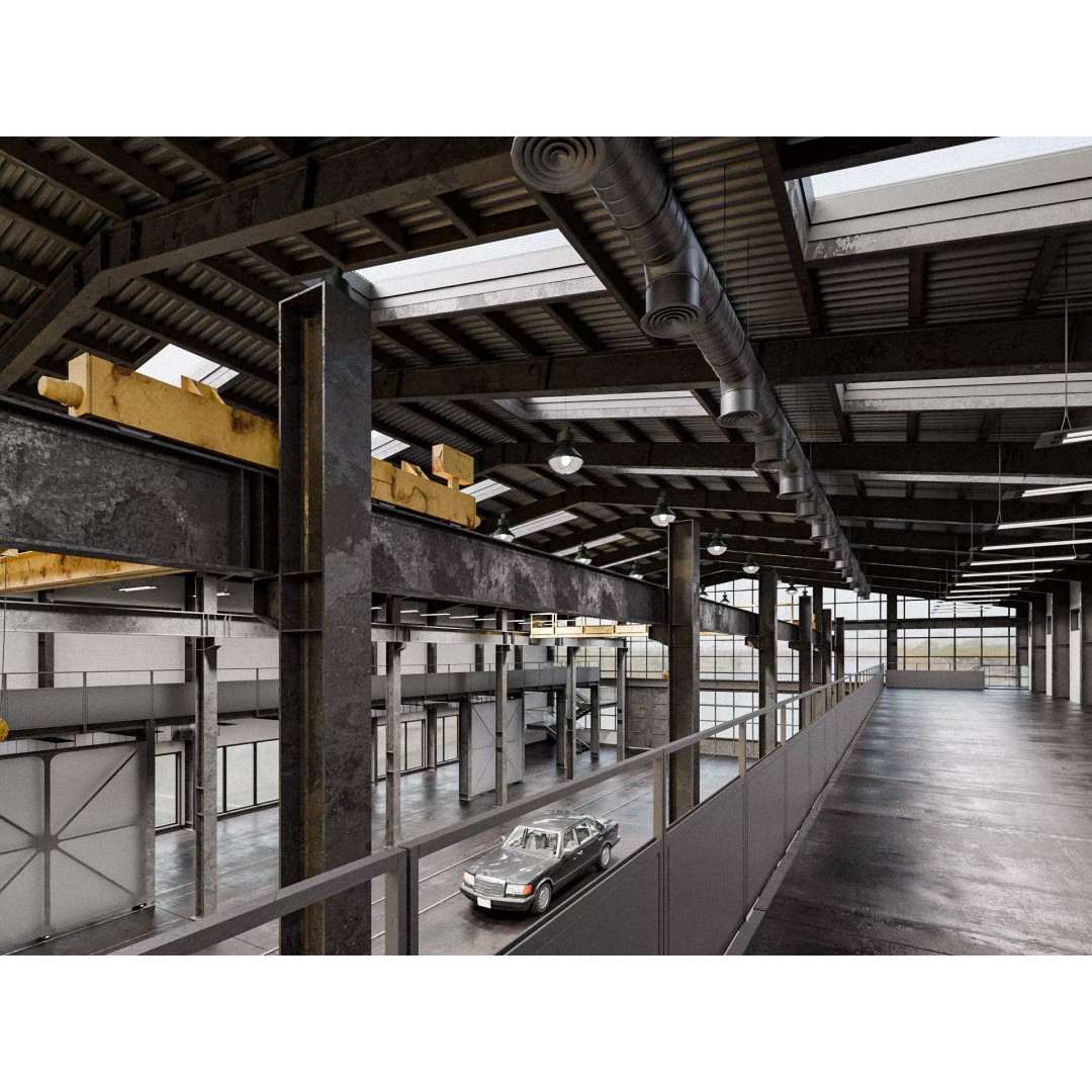Industrial Hangar Building 3D Model – Low Poly PBR Asset, Blender, FBX - View 9