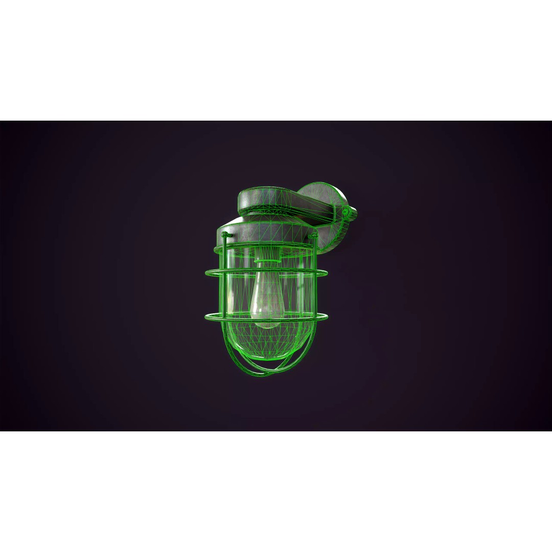 Vintage Industrial Wall Lamp 3D Model – Low Poly PBR Asset, FBX - View 10