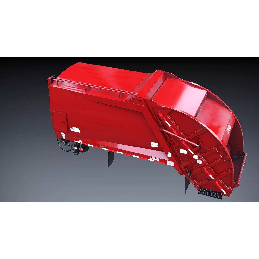 Garbage Truck Body 3D Model – Low Poly Game Asset, FBX, PBR Textures - View 10