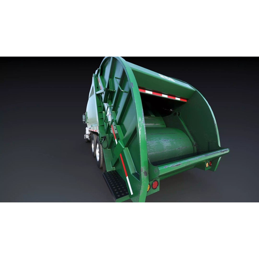 Garbage Truck Body 3D Model – Low Poly Game Asset, FBX, PBR Textures - View 12