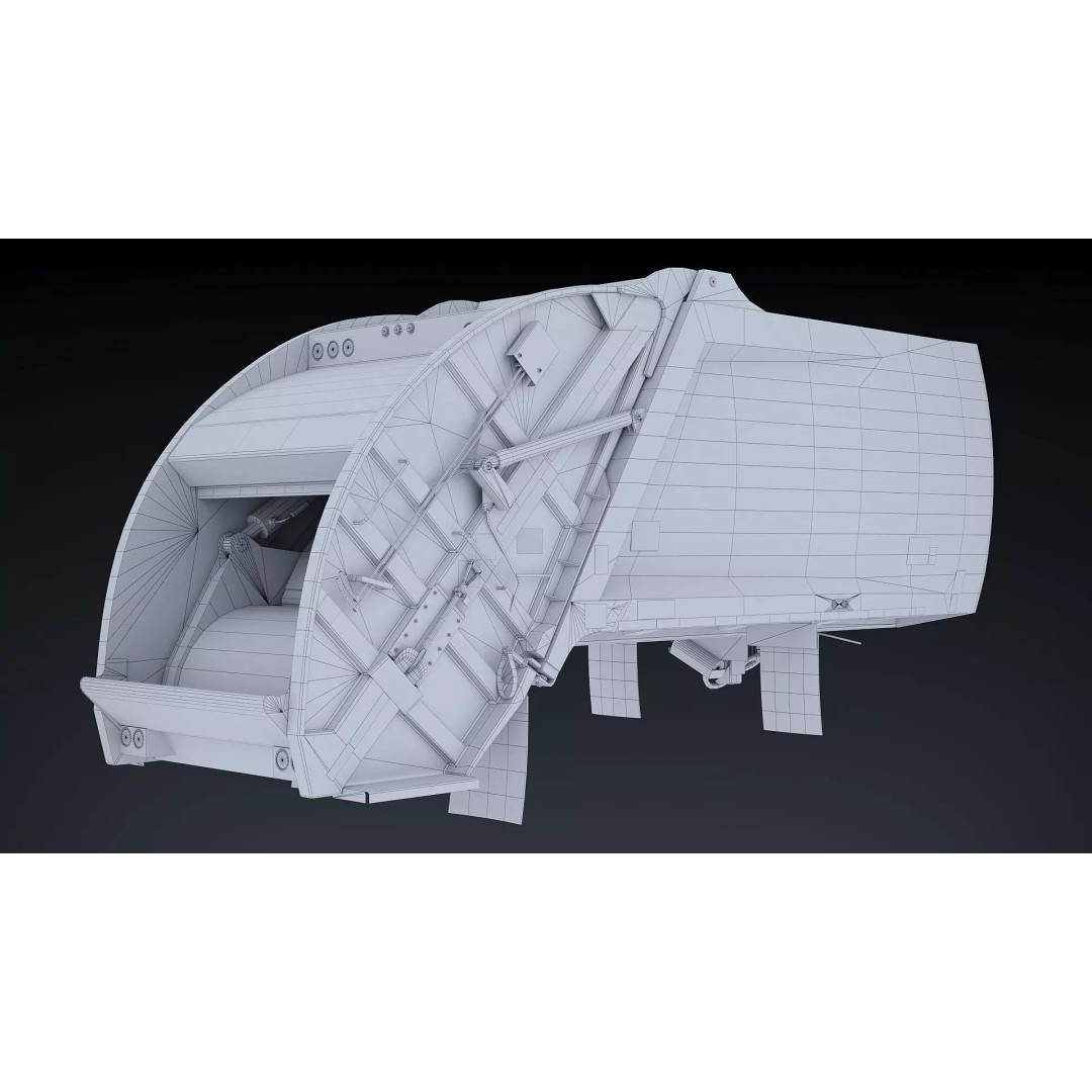 Garbage Truck Body 3D Model – Low Poly Game Asset, FBX, PBR Textures - View 20