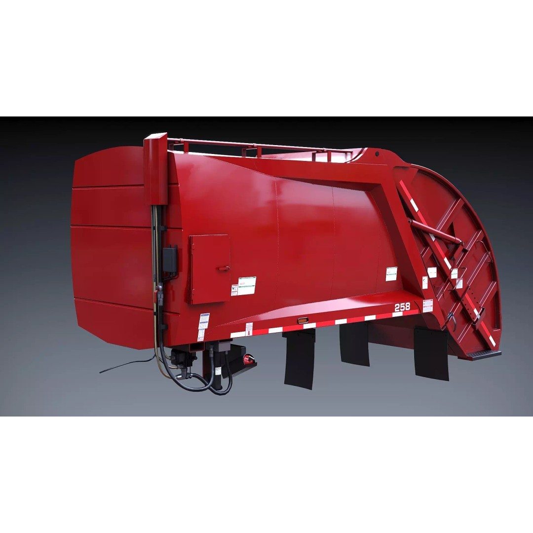 Garbage Truck Body 3D Model – Low Poly Game Asset, FBX, PBR Textures - View 3
