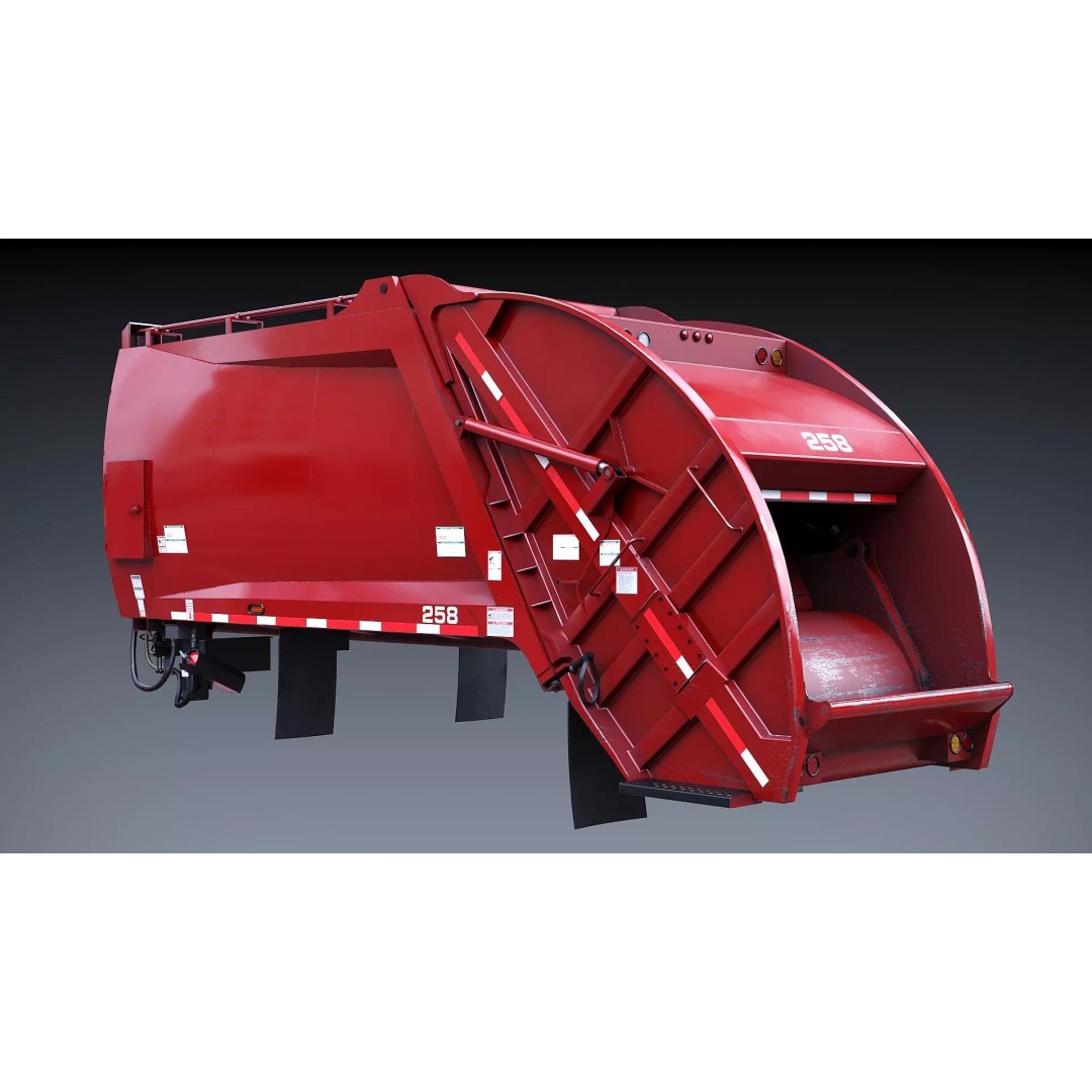 Garbage Truck Body 3D Model – Low Poly Game Asset, FBX, PBR Textures - View 4