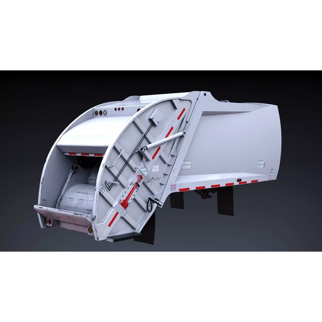 Garbage Truck Body 3D Model – Low Poly Game Asset, FBX, PBR Textures - View 7