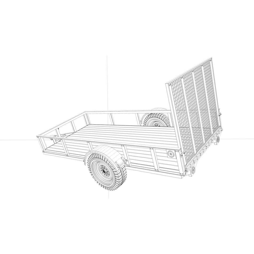 Utility Trailer 3D Model – Low Poly Game Asset, FBX, PBR Textures