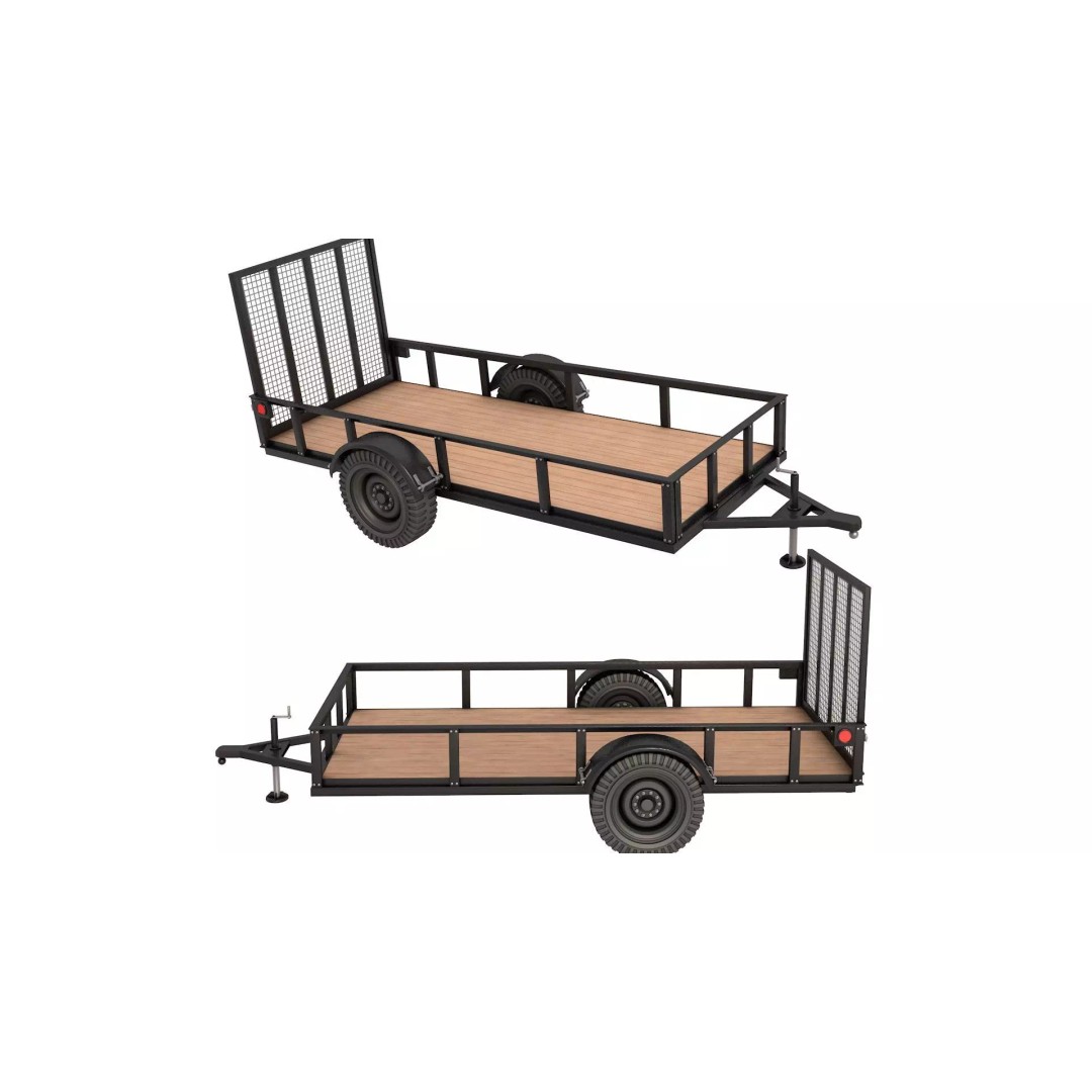Utility Trailer 3D Model – Low Poly Game Asset, FBX, PBR Textures - View 2