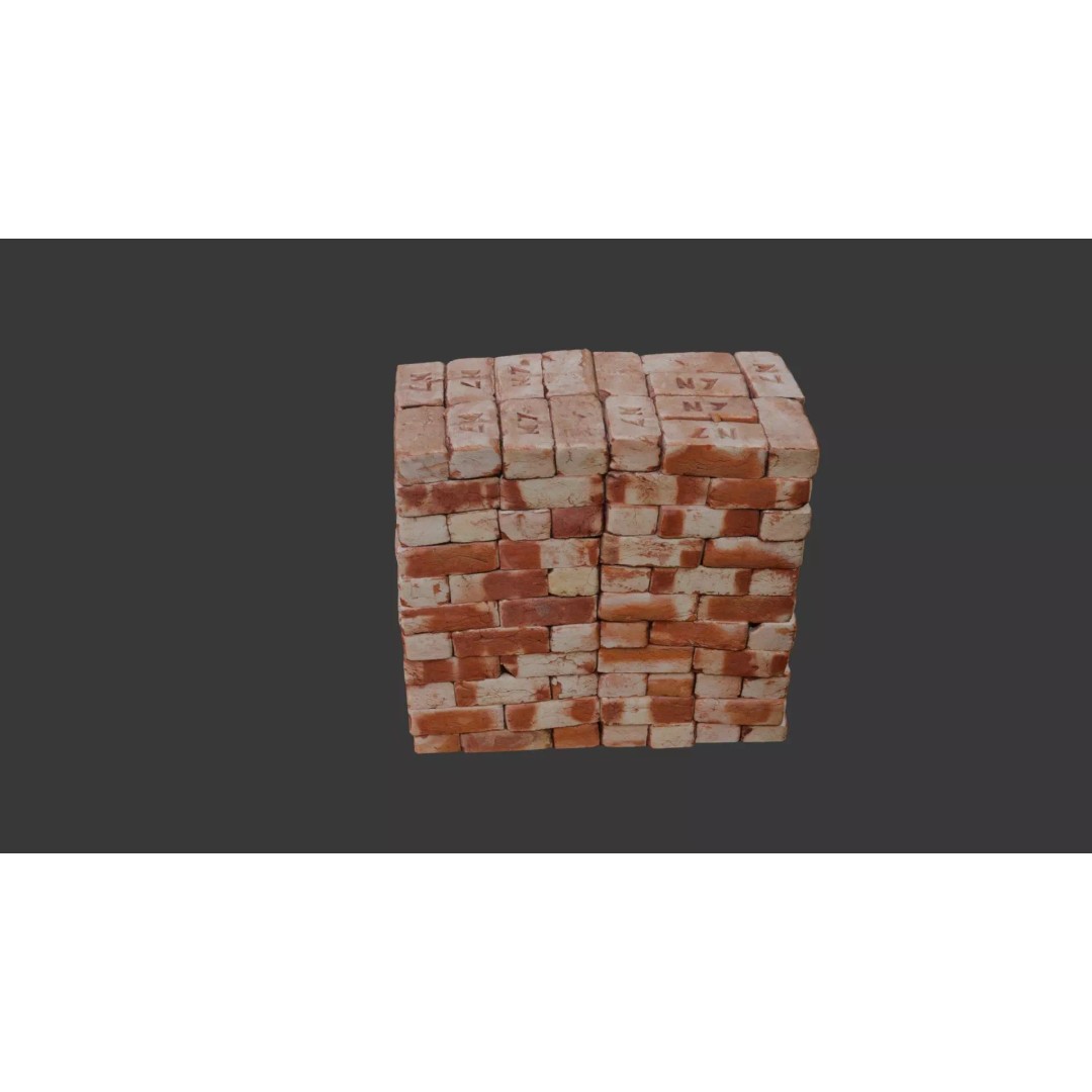 Stack of Bricks 3D Model – Low Poly Weathered Asset, FBX, PBR - View 7