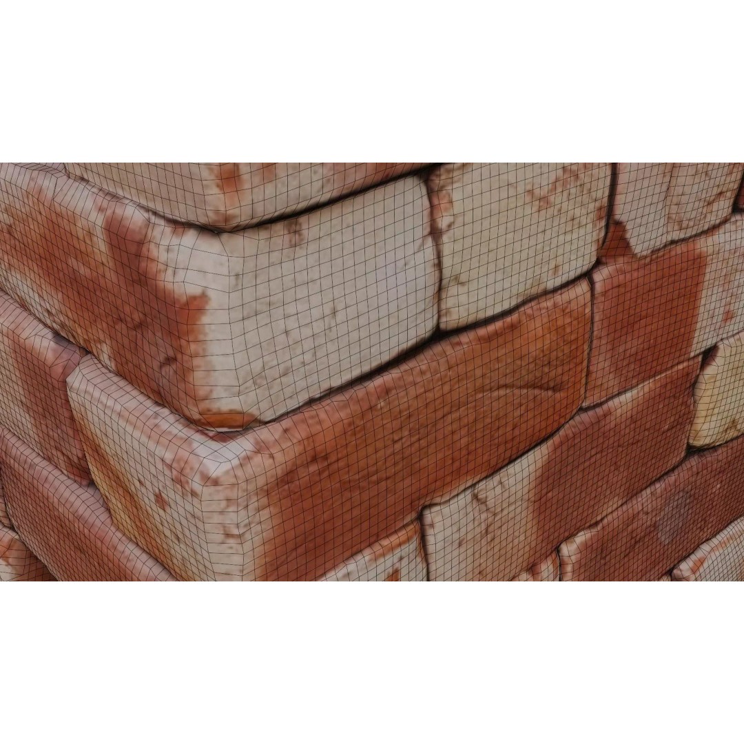 Stack of Bricks 3D Model – Low Poly Weathered Asset, FBX, PBR - View 8
