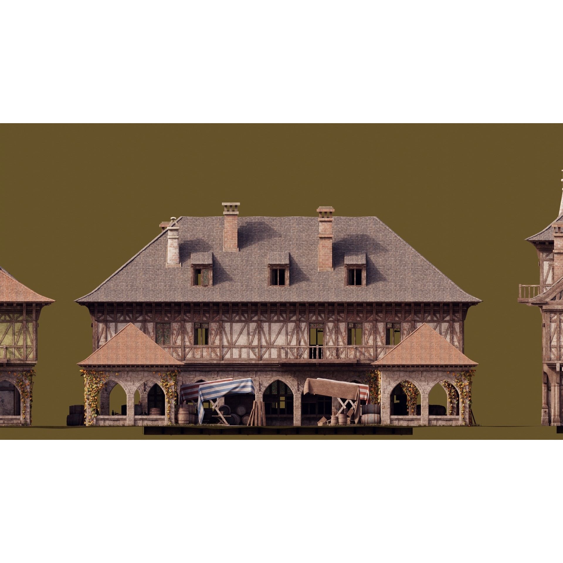 Medieval Modular Town - Game-Ready 3D Model - View 10