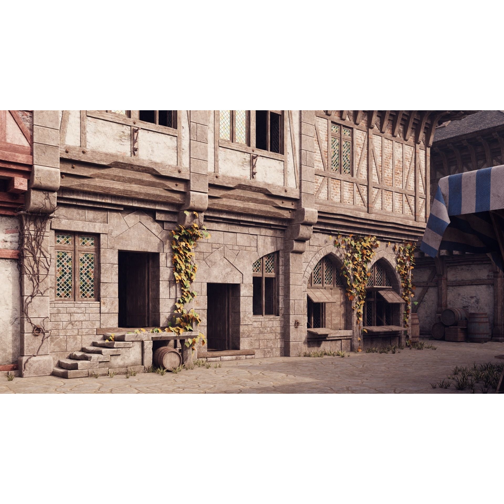Medieval Modular Town - Game-Ready 3D Model - View 4