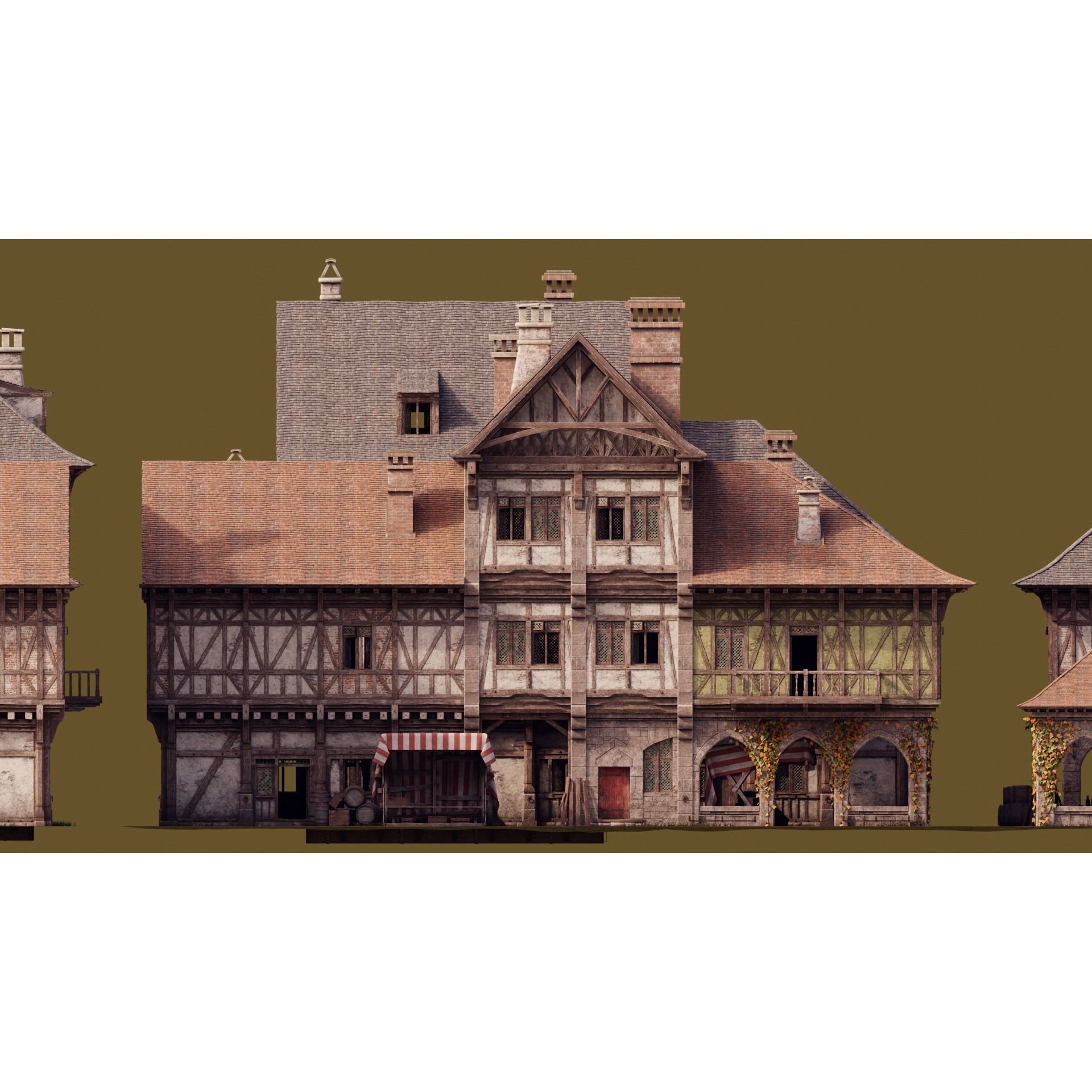 Medieval Modular Town - Game-Ready 3D Model - View 9