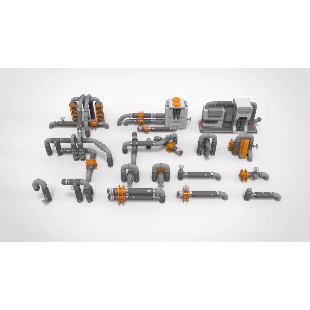 Sci-Fi Modular Environment 3D Model – Industrial Urban Asset, FBX - View 2