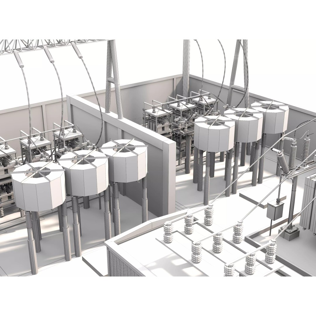 Electricity Sub Station 3D Model – PBR Textured Industrial Asset, FBX/OBJ