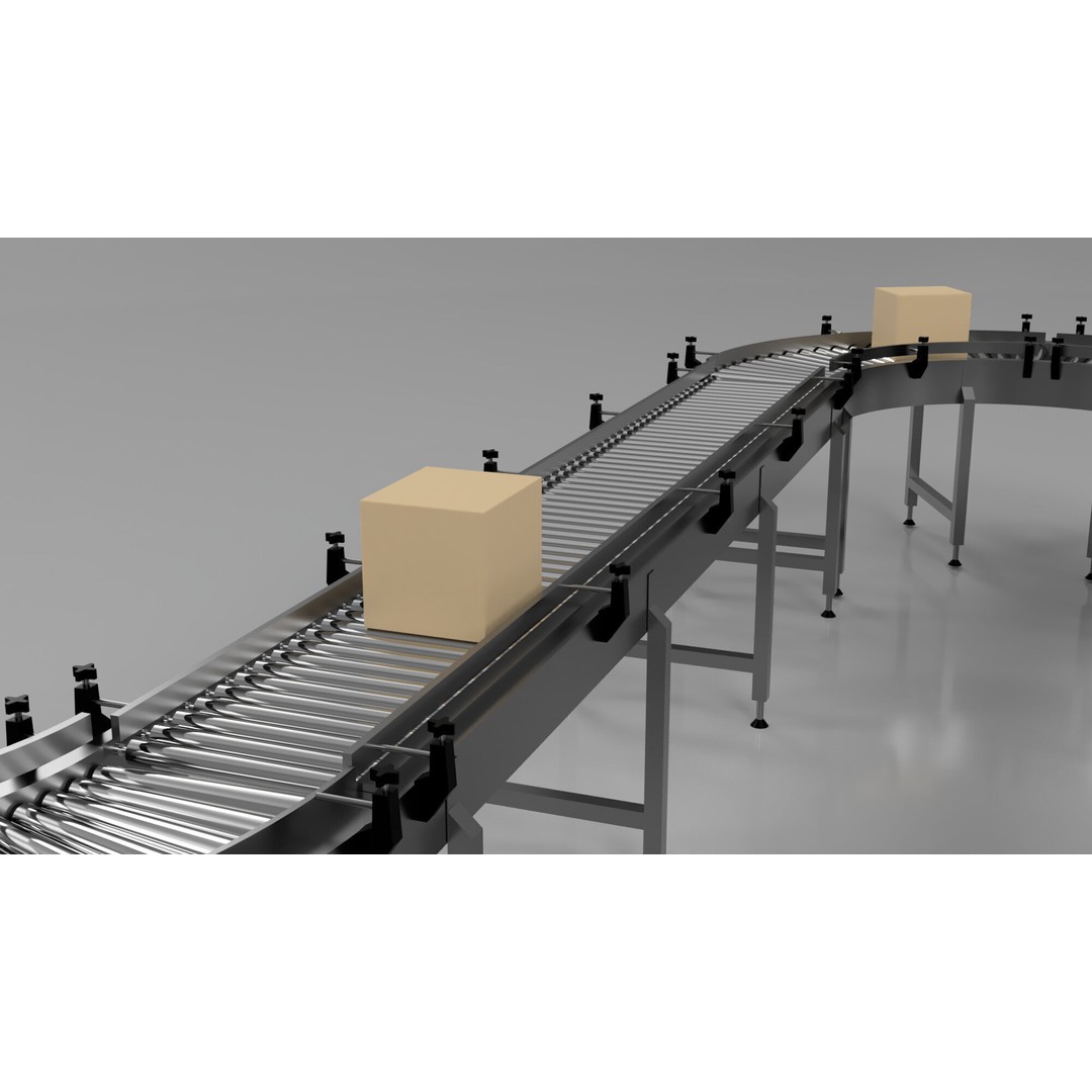 Roller Conveyor Belt 3D Model – Industrial Assembly Line Asset, FBX