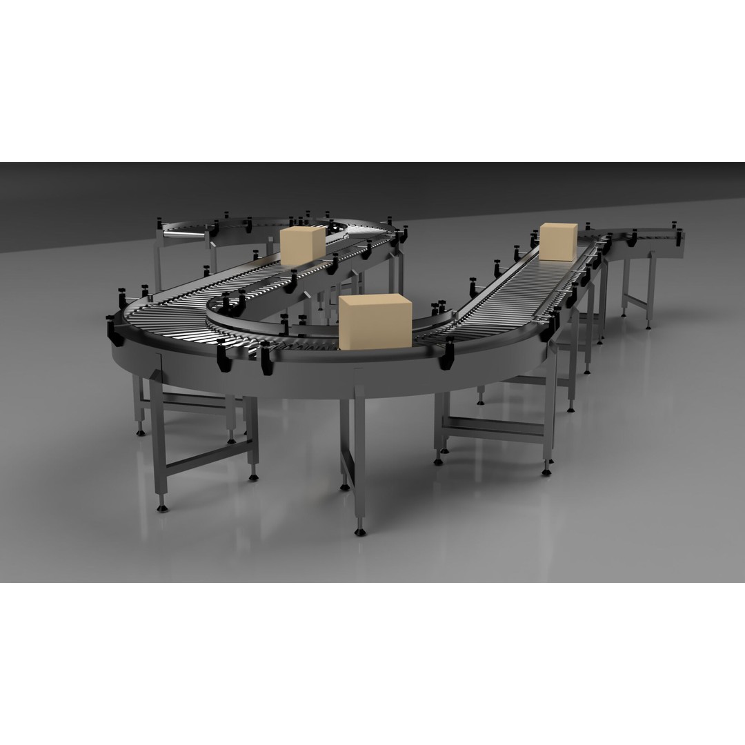 Roller Conveyor Belt 3D Model – Industrial Assembly Line Asset, FBX - View 10