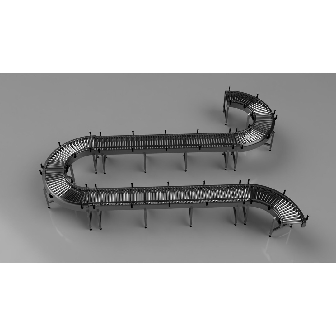 Roller Conveyor Belt 3D Model – Industrial Assembly Line Asset, FBX - View 12