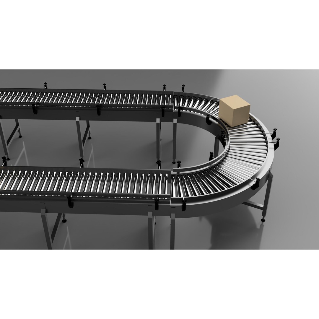 Roller Conveyor Belt 3D Model – Industrial Assembly Line Asset, FBX - View 14