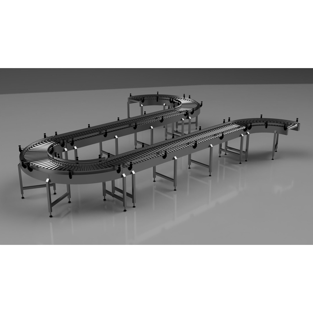 Roller Conveyor Belt 3D Model – Industrial Assembly Line Asset, FBX - View 15