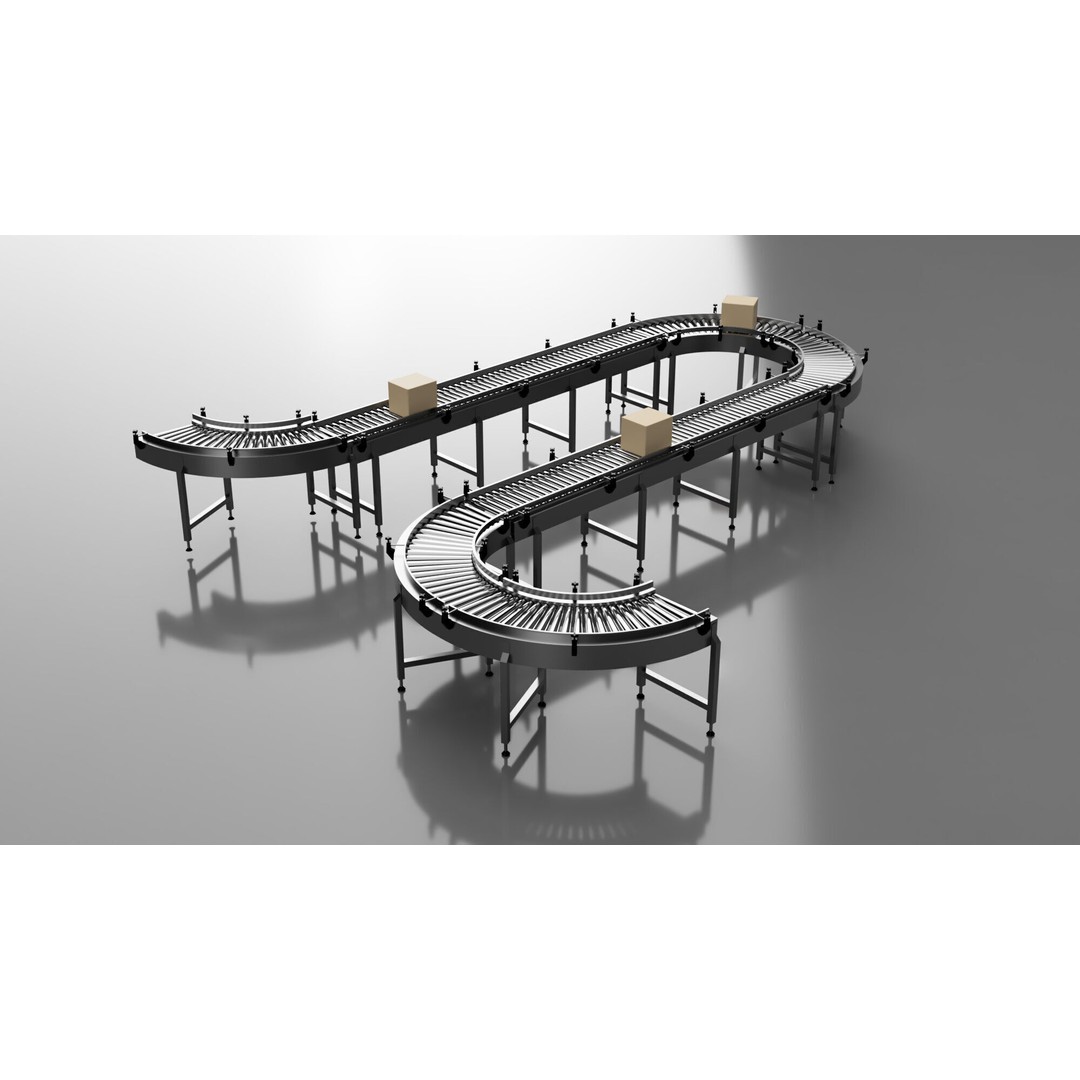 Roller Conveyor Belt 3D Model – Industrial Assembly Line Asset, FBX - View 16