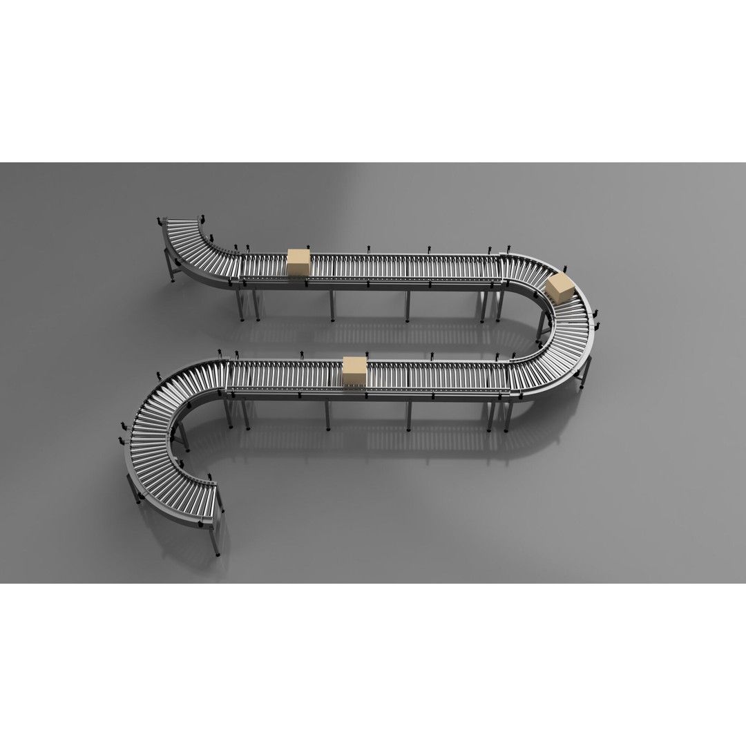 Roller Conveyor Belt 3D Model – Industrial Assembly Line Asset, FBX - View 17