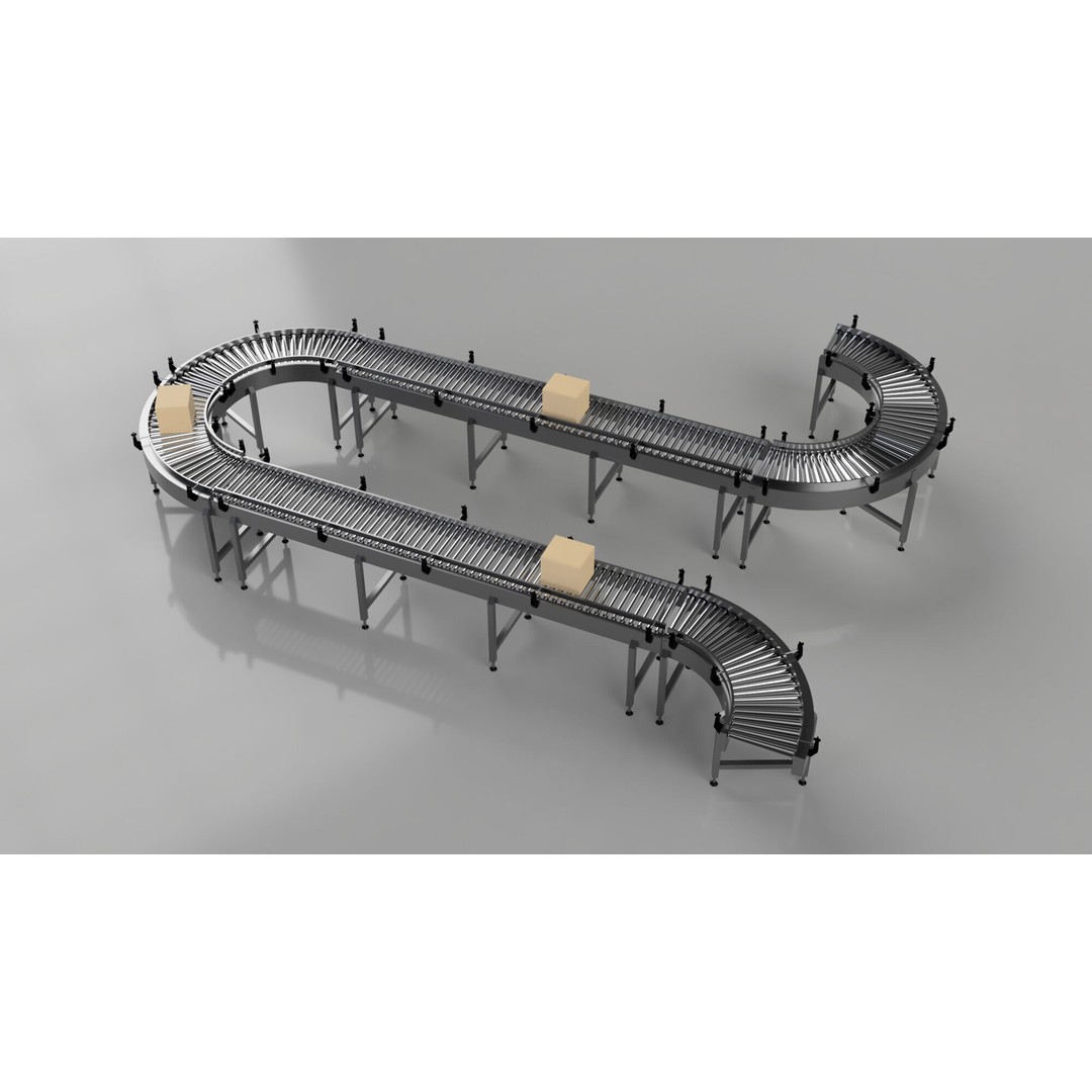 Roller Conveyor Belt 3D Model – Industrial Assembly Line Asset, FBX - View 18