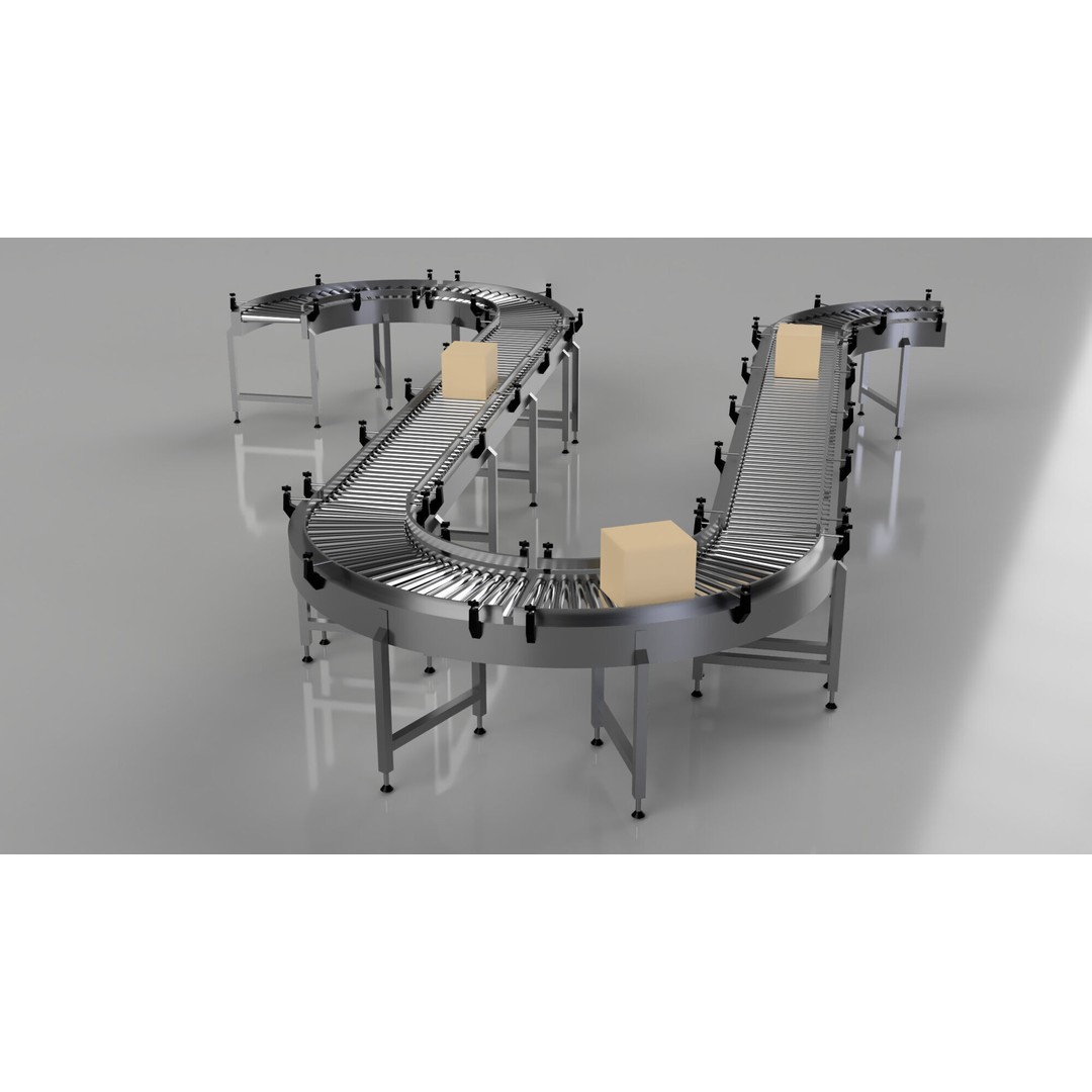 Roller Conveyor Belt 3D Model – Industrial Assembly Line Asset, FBX - View 19