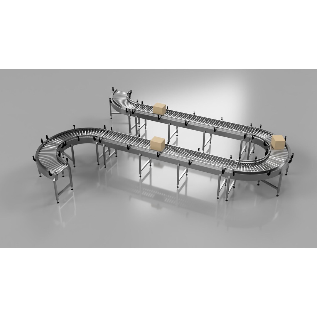 Roller Conveyor Belt 3D Model – Industrial Assembly Line Asset, FBX - View 20