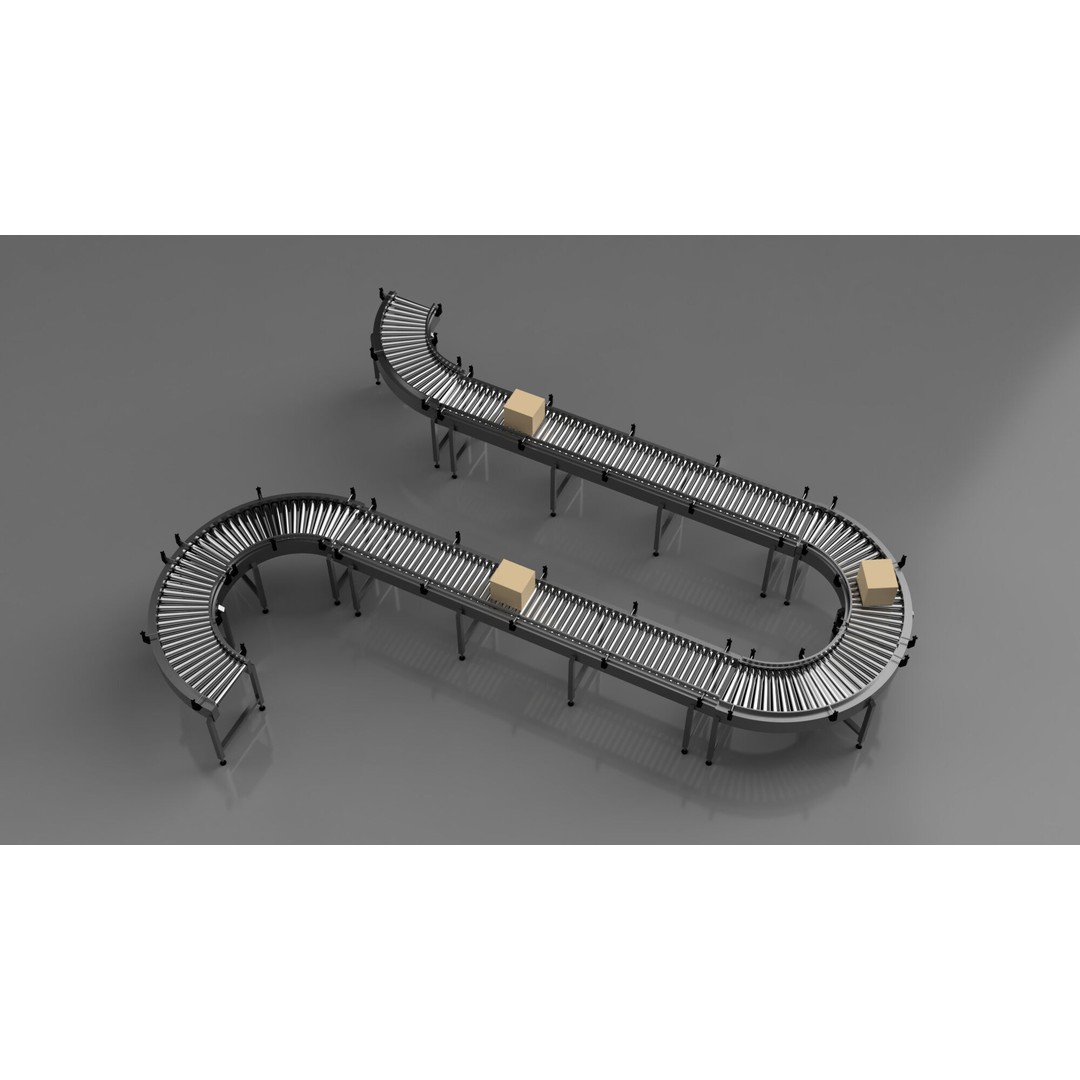Roller Conveyor Belt 3D Model – Industrial Assembly Line Asset, FBX - View 3