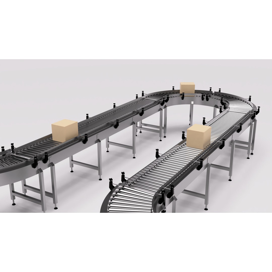 Roller Conveyor Belt 3D Model – Industrial Assembly Line Asset, FBX - View 5
