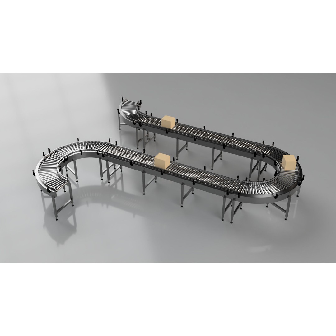 Roller Conveyor Belt 3D Model – Industrial Assembly Line Asset, FBX - View 6