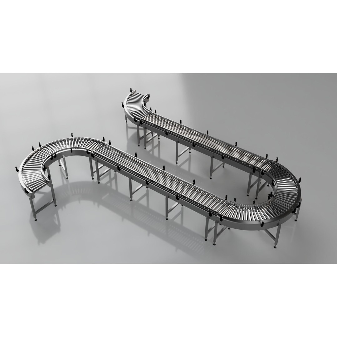 Roller Conveyor Belt 3D Model – Industrial Assembly Line Asset, FBX - View 8