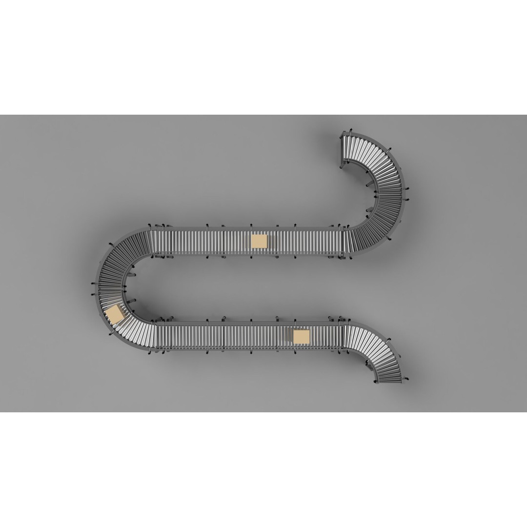 Roller Conveyor Belt 3D Model – Industrial Assembly Line Asset, FBX - View 9
