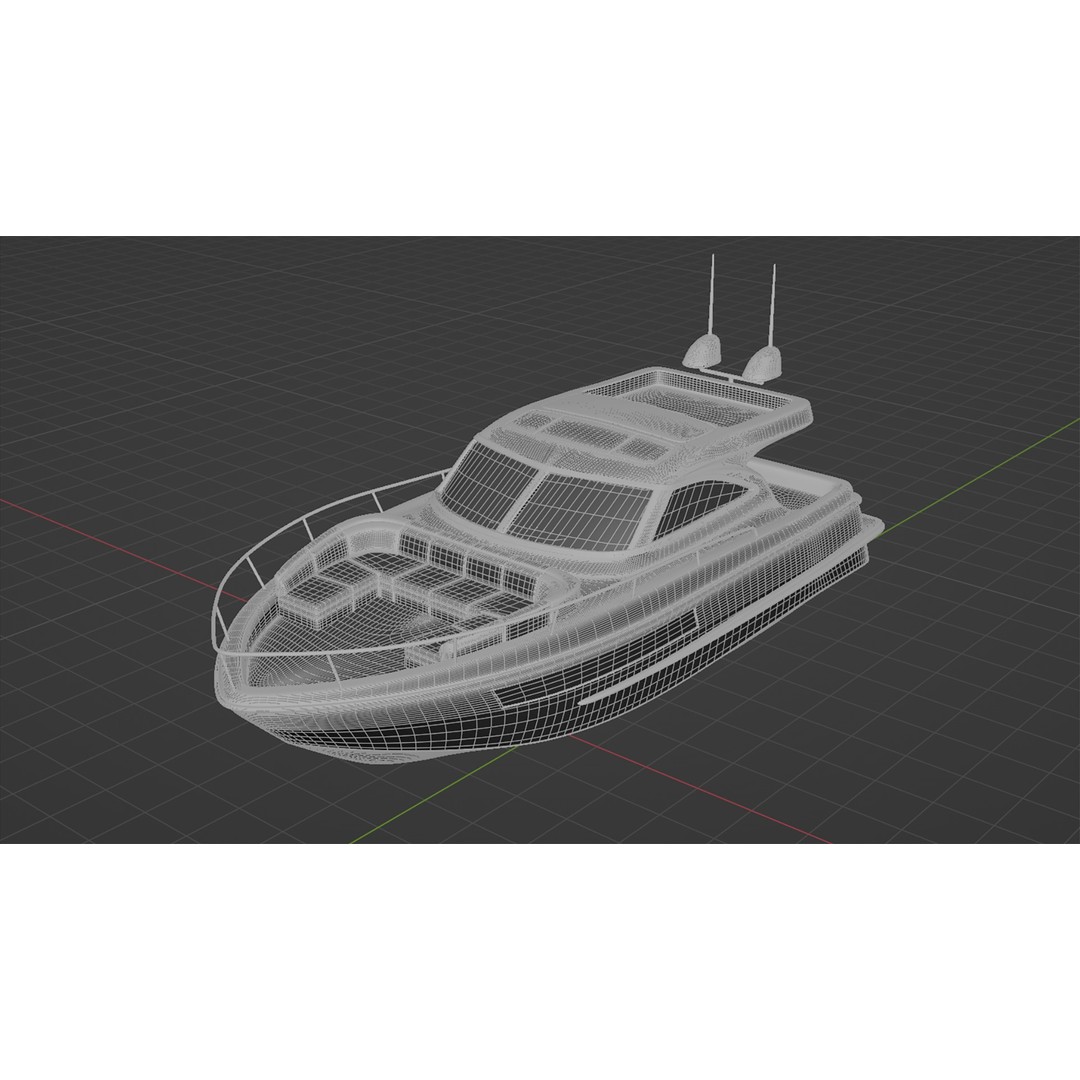 Stylish Cabin Cruiser 3D Model – Silver Metallic PBR Boat Asset - View 12