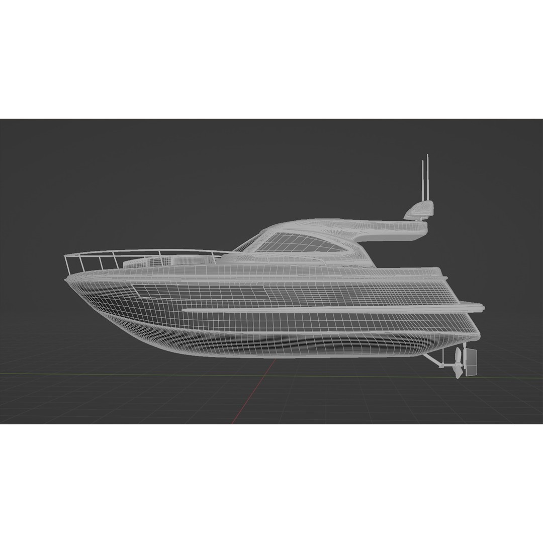 Stylish Cabin Cruiser 3D Model – Silver Metallic PBR Boat Asset - View 13