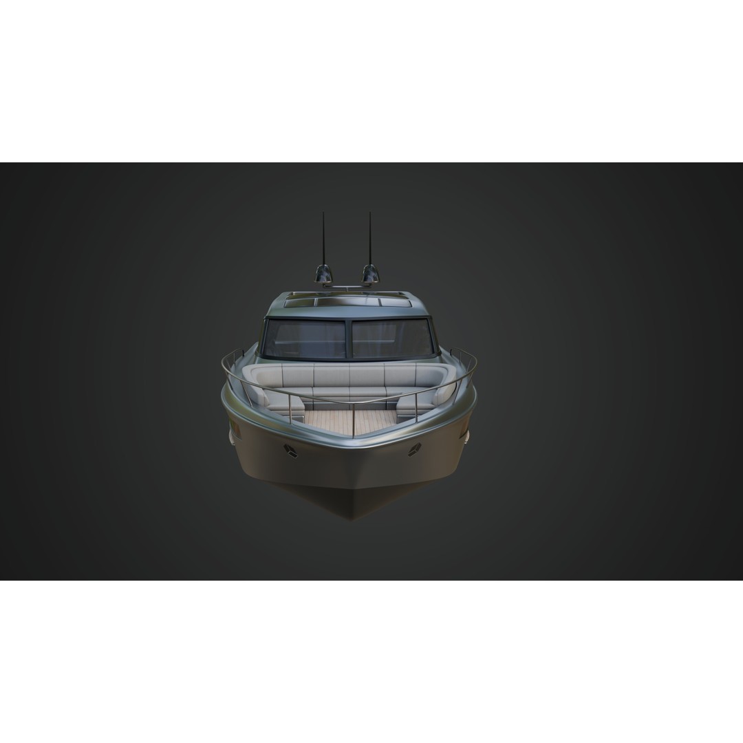 Stylish Cabin Cruiser 3D Model – Silver Metallic PBR Boat Asset - View 8