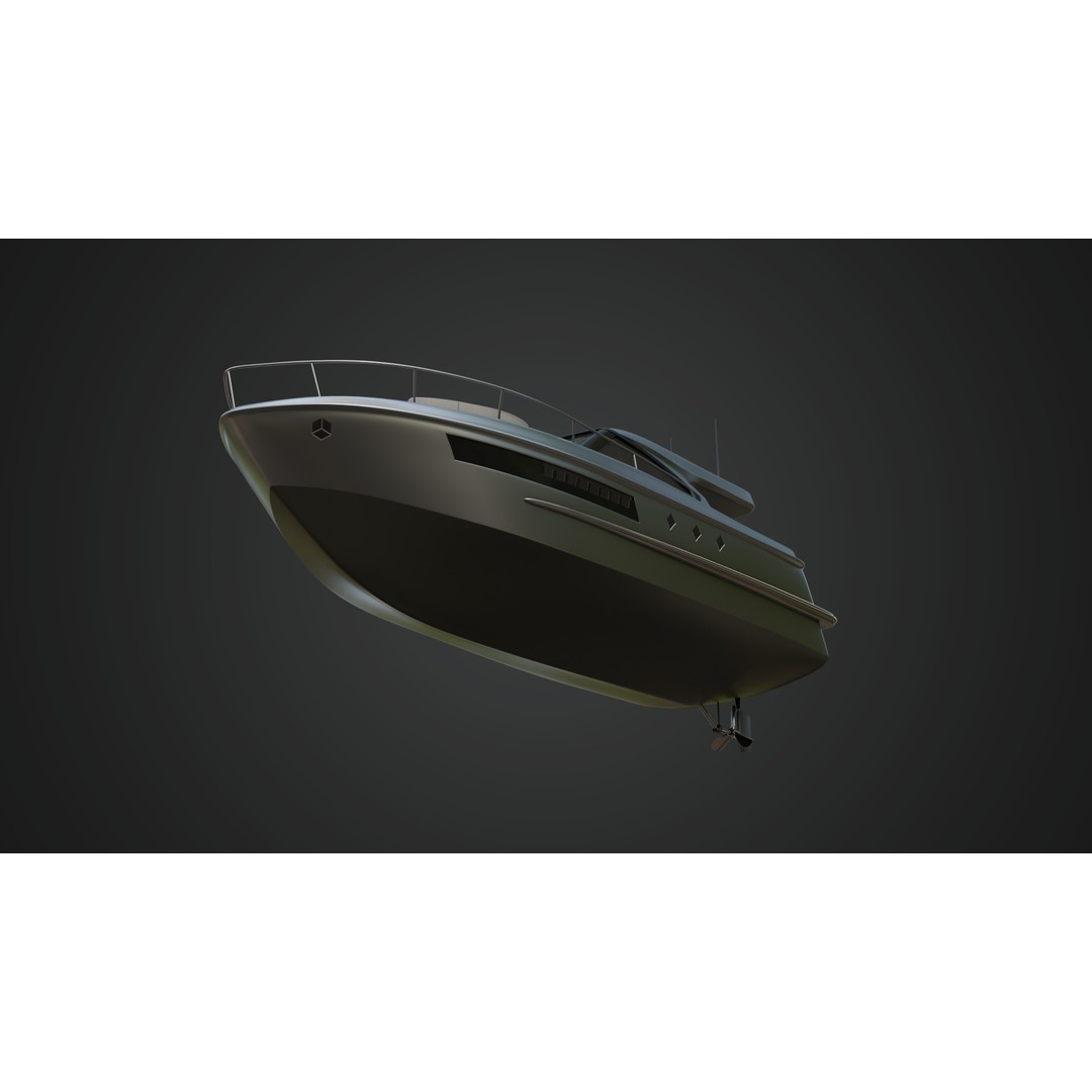 Stylish Cabin Cruiser 3D Model – Silver Metallic PBR Boat Asset - View 9