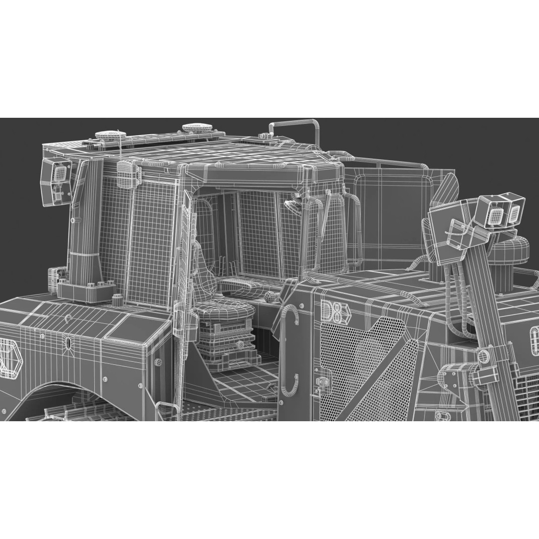 Caterpillar D8 Dozer 3D Model – High Poly Industrial Asset, FBX, OBJ
