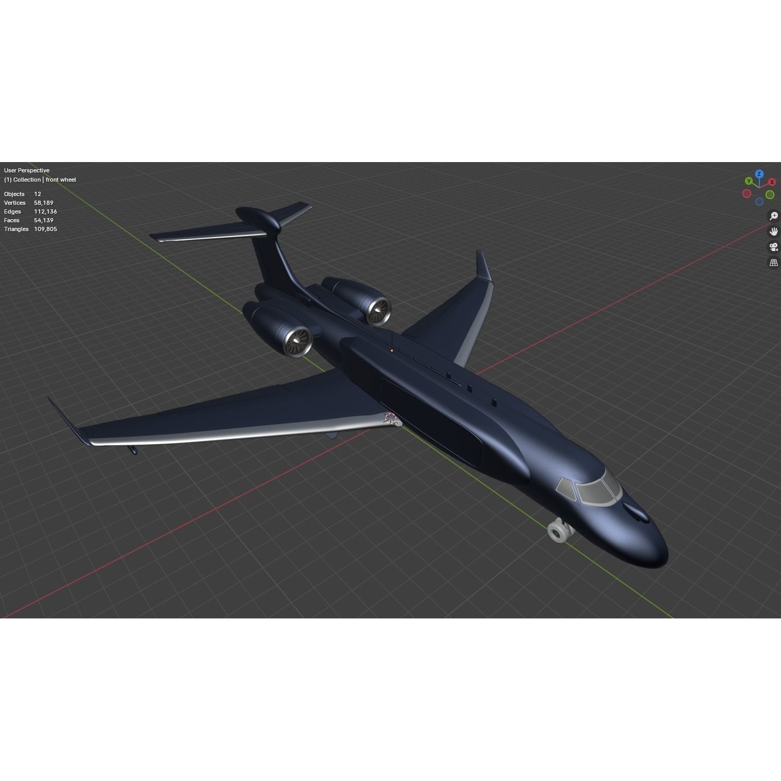 Gulfstream G550 CAEW - Low-Poly Game-Ready 3D Model - View 13
