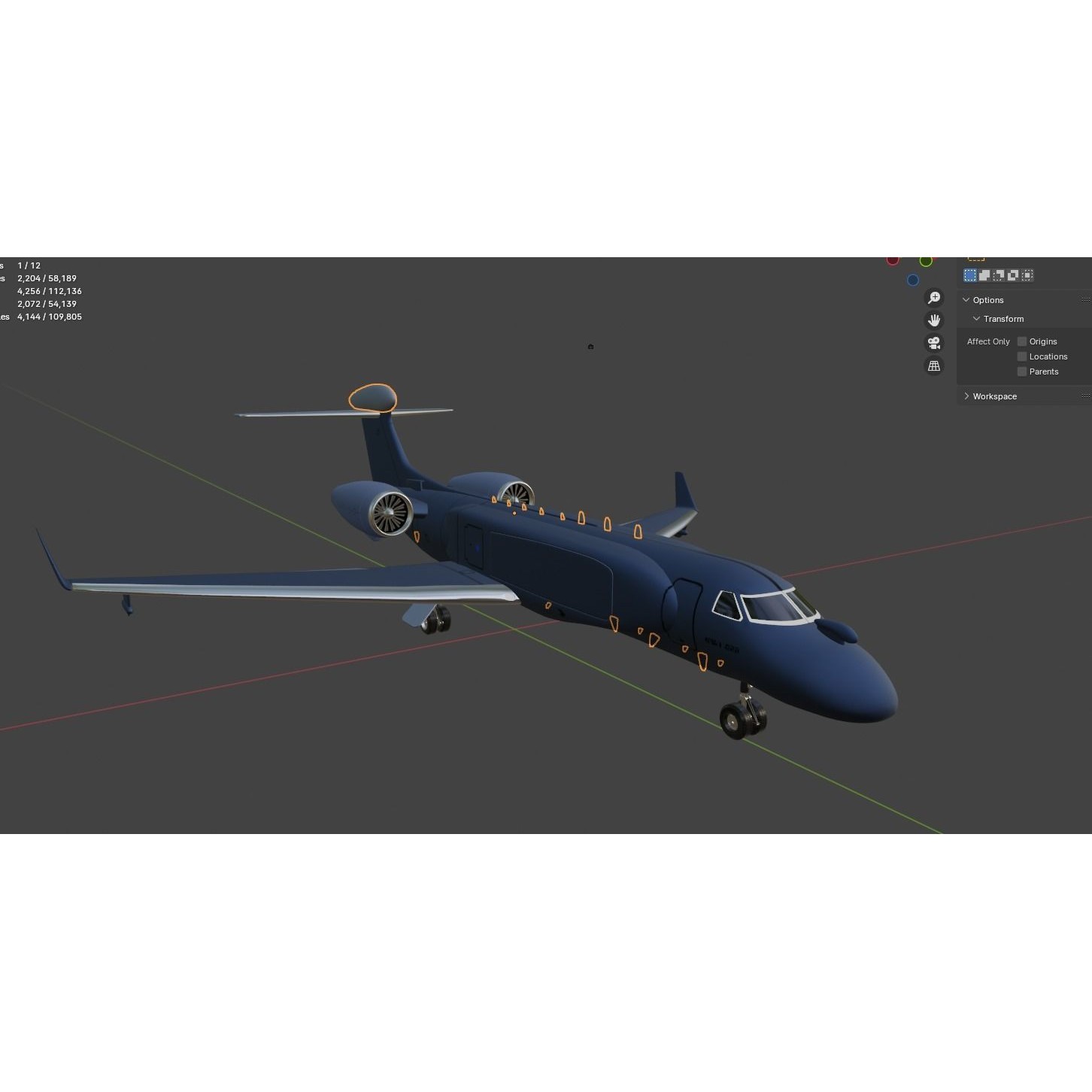 Gulfstream G550 CAEW - Low-Poly Game-Ready 3D Model - View 38