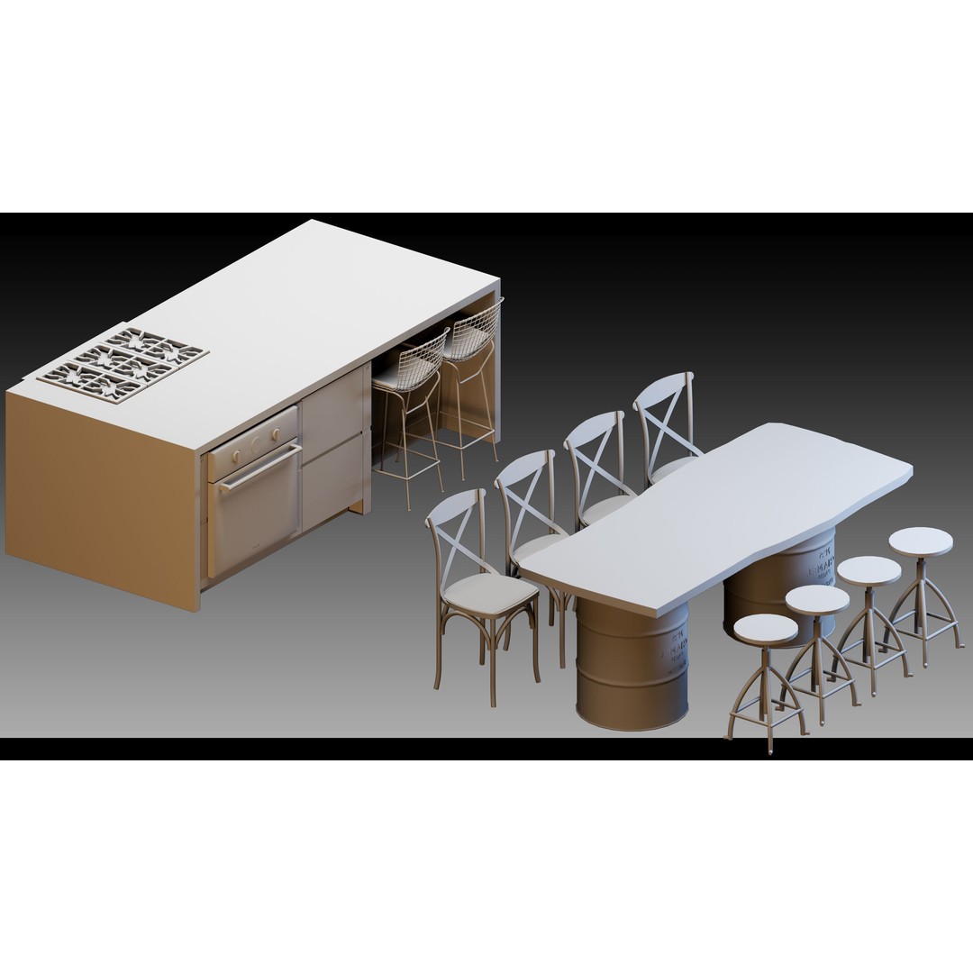 Interior Objects 3D Model – High Detail Props for CG Projects, FBX, Blend - View 3