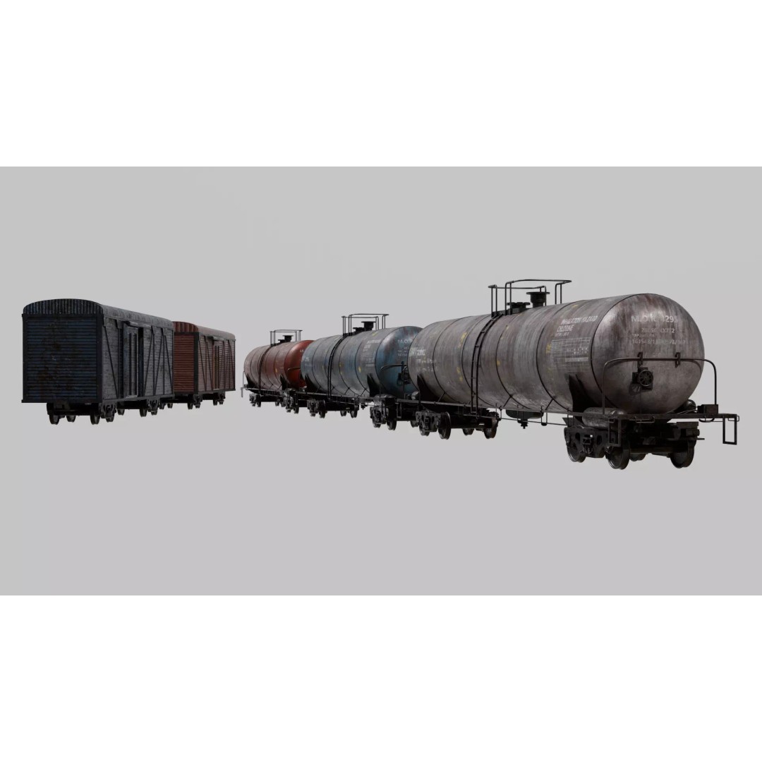 Oil Tank Train Car 3D Model – Low Poly Game-Ready Asset, FBX - View 2