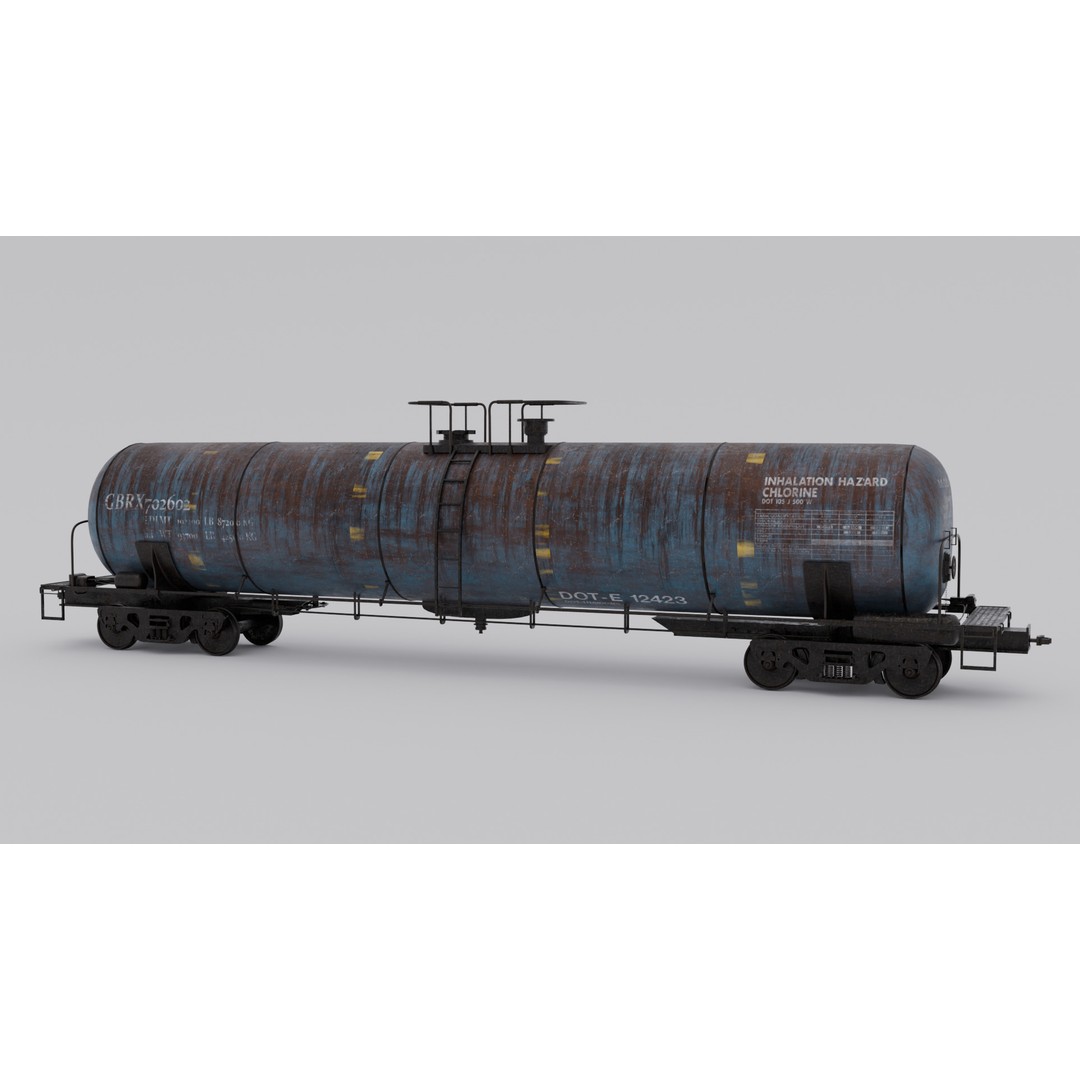 Oil Tank Train Car 3D Model – Low Poly Game-Ready Asset, FBX - View 4