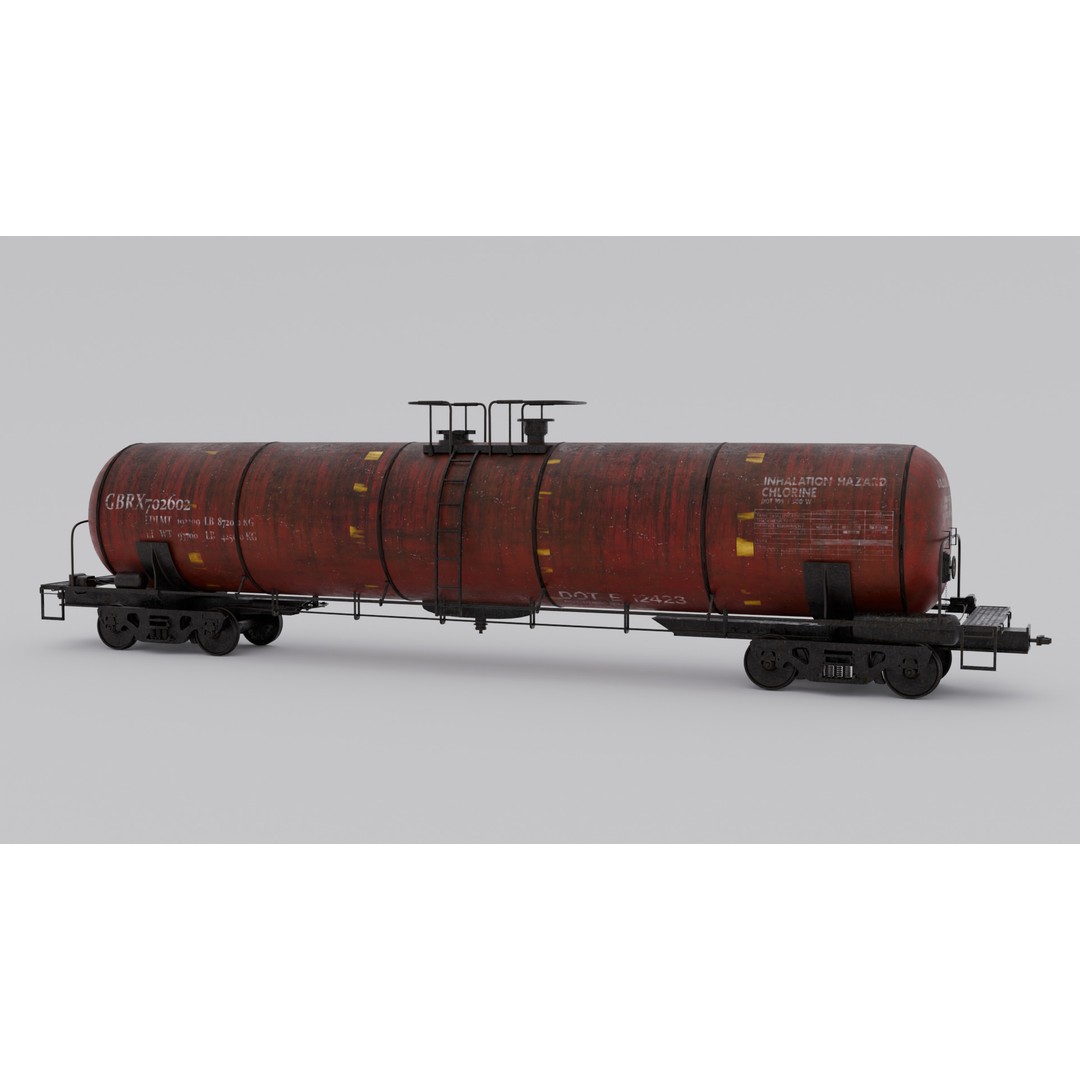 Oil Tank Train Car 3D Model – Low Poly Game-Ready Asset, FBX - View 5